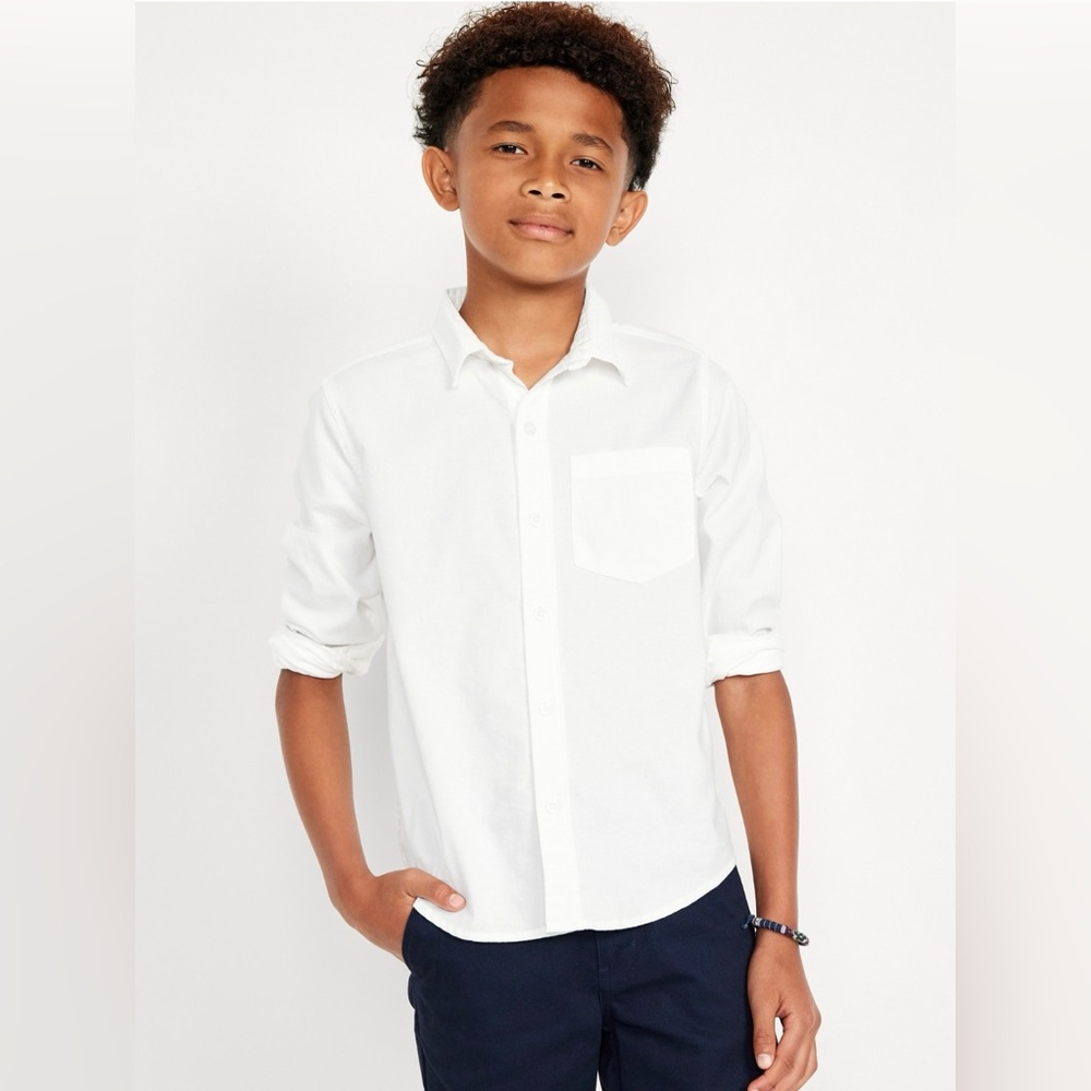 2 Old Navy Uniform White Oxford Stretch Shirt for Boys Size M (8) NWT